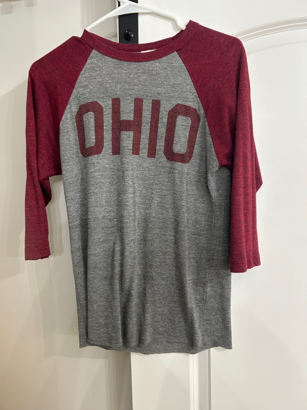 Ohio Raglan Baseball Tee - Gray & Maroon